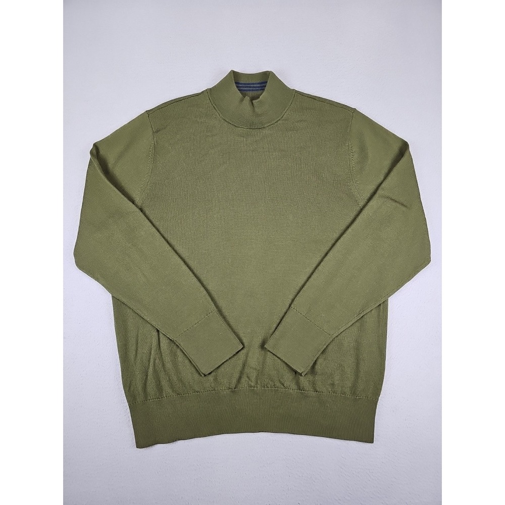 Bonobos Sweater Mens Large Green Slim Extra Fine Merino Wool Turtleneck Pullover